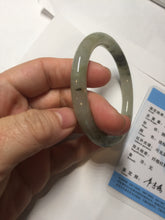 Load image into Gallery viewer, 54.5mm Certified type A 100% Natural light green dark green floating seaweed round cut Jadeite bangle PC137-6611