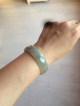 Load image into Gallery viewer, 49.5mm Certified Type A 100% Natural icy watery light green/gray/black thin Jadeite Jade bangle AY79-3208