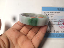 Load image into Gallery viewer, 52.5mm Certified type A 100% Natural sunny green/purple/white square Jadeite Jade bangle AX44-4717