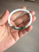Load image into Gallery viewer, 49mm certified 100% natural Type A dark green white camouflage color oval round cut jadeite jade bangle BG81-3935
