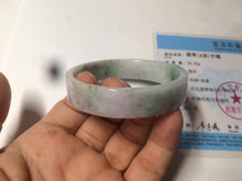 Load image into Gallery viewer, 52.5mm Certified type A 100% Natural sunny green/purple/white square Jadeite Jade bangle AX44-4717
