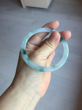 Load image into Gallery viewer, 57.5mm certified 100% natural type A icy watery white beige with green floating flowers flat jadeite bangle PD26-5816