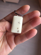 Load image into Gallery viewer, 100% natural light yellow/brown soap shape square nephrite jade safe and sound pendant group HT37