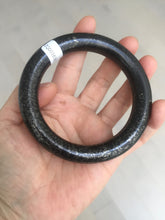Load image into Gallery viewer, 62.5mm certified 100% Natural black(MO YU 墨玉) meteorite Stellar Night sky chubby round cut nephrite bangle HF120-8235