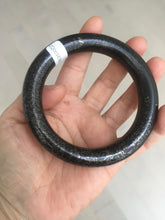Load image into Gallery viewer, 62.5mm certified 100% Natural black(MO YU 墨玉) meteorite Stellar Night sky chubby round cut nephrite bangle HF120-8235