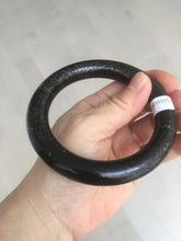 Load image into Gallery viewer, 62.5mm certified 100% Natural black(MO YU 墨玉) meteorite Stellar Night sky chubby round cut nephrite bangle HF120-8235