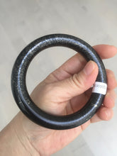 Load image into Gallery viewer, 62.5mm certified 100% Natural black(MO YU 墨玉) meteorite Stellar Night sky chubby round cut nephrite bangle HF120-8235