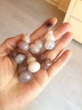 Load image into Gallery viewer, 100% natural icy purple/brown/red Quartzite (jinsi jade, 金丝玉) Golden Silk Jade gourd ( 葫芦, 福禄) pendant/handhold worry stone/desk decor SY73