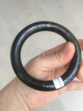 Load image into Gallery viewer, 62.5mm certified 100% Natural black(MO YU 墨玉) meteorite Stellar Night sky chubby round cut nephrite bangle HF120-8235