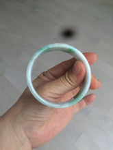 Load image into Gallery viewer, 52.5mm Certified type A 100% Natural sunny green/purple/white square Jadeite Jade bangle AX45-4714