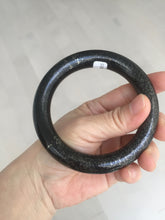 Load image into Gallery viewer, 62.5mm certified 100% Natural black(MO YU 墨玉) meteorite Stellar Night sky chubby round cut nephrite bangle HF120-8235