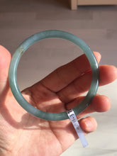 Load image into Gallery viewer, 59.2mm Certified Type A 100% Natural icy watery deep sea dark green/purple/blue/gray/black slim round cut Guatemala Jadeite bangle AU75-3792