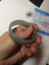 Load image into Gallery viewer, 49.5mm Certified Type A 100% Natural icy watery light green/gray/black thin Jadeite Jade bangle AY79-3208