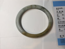 Load image into Gallery viewer, 52mm certified Type A 100% Natural light green yellow brown autumn colors slim oval Jadeite Jade bangle Q140-4074