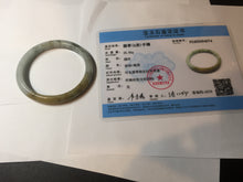 Load image into Gallery viewer, 52mm certified Type A 100% Natural light green yellow brown autumn colors slim oval Jadeite Jade bangle Q140-4074