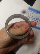 Load image into Gallery viewer, 49.5mm Certified Type A 100% Natural icy watery light green/gray/black thin Jadeite Jade bangle AY79-3208