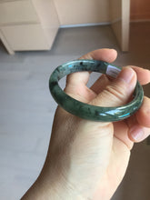 Load image into Gallery viewer, 56.8mm Certified 100% natural Type A oily dark green/gray (老油青) jadeite jade bangle PA78-6284