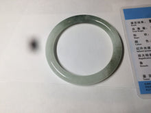 Load image into Gallery viewer, 54.5mm Certified type A 100% Natural icy watery dark green/white round cut Jadeite bangle BG74-0417