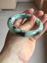 Load image into Gallery viewer, 56.5mm Certified Type A 100% Natural suny green dark green Jadeite Jade bangle BP33-8236