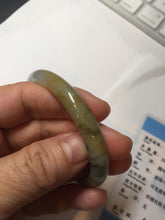 Load image into Gallery viewer, 52mm certified Type A 100% Natural light green yellow brown autumn colors slim oval Jadeite Jade bangle Q140-4074