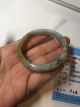 Load image into Gallery viewer, 52mm certified Type A 100% Natural light green yellow brown autumn colors slim oval Jadeite Jade bangle Q140-4074
