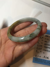 Load image into Gallery viewer, 52mm certified Type A 100% Natural light green yellow brown autumn colors slim oval Jadeite Jade bangle Q140-4074