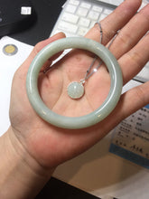 Load image into Gallery viewer, 53.5mm certified 100% natural Type A light green round cut jadeite jade bangle BP161-2771