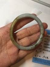 Load image into Gallery viewer, 52mm certified Type A 100% Natural light green yellow brown autumn colors slim oval Jadeite Jade bangle Q140-4074