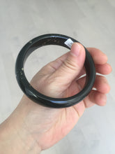 Load image into Gallery viewer, 60.4mm 100% Natural dark green/black meteorite Stellar Night sky broad style nephrite Jade bangle HF117-1025