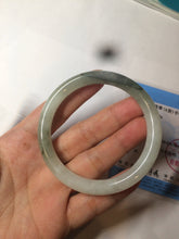 Load image into Gallery viewer, 54.5mm Certified type A 100% Natural icy watery dark green/white round cut Jadeite bangle BG74-0417