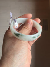 Load image into Gallery viewer, 52.5mm Certificated  Type A100% green/white thin Jadeite Jade bangle F10-1164