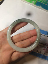 Load image into Gallery viewer, 54.5mm Certified type A 100% Natural icy watery dark green/white round cut Jadeite bangle BG74-0417