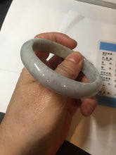 Load image into Gallery viewer, 56.5mm certified Type A 100% Natural purple white Jadeite Jade bangle D138-4044