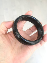 Load image into Gallery viewer, 58mm 100% Natural dark green/black meteorite Stellar Night sky broad style nephrite Jade bangle HF116-1263