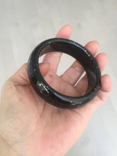 Load image into Gallery viewer, 58mm 100% Natural dark green/black meteorite Stellar Night sky broad style nephrite Jade bangle HF116-1263