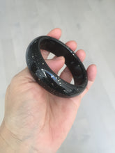 Load image into Gallery viewer, 58mm 100% Natural dark green/black meteorite Stellar Night sky broad style nephrite Jade bangle HF116-1263