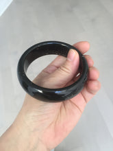 Load image into Gallery viewer, 58mm 100% Natural dark green/black meteorite Stellar Night sky broad style nephrite Jade bangle HF116-1263