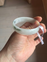 Load image into Gallery viewer, 52.5mm Certificated  Type A100% green/white thin Jadeite Jade bangle F10-1164