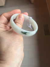 Load image into Gallery viewer, 52.5mm Certificated  Type A100% green/white thin Jadeite Jade bangle F10-1164