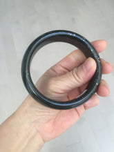 Load image into Gallery viewer, 60mm 100% Natural dark green/black meteorite Stellar Night sky broad style nephrite Jade bangle HF115-1247
