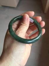 Load image into Gallery viewer, 55.5mm Certified Type A 100% Natural oily dark green(老油青)/gray Jadeite bangle BG229-0411
