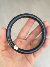 Load image into Gallery viewer, 61.4mm certified 100% Natural dark green/black meteorite Stellar Night sky slim round cut nephrite bangle HF114-1255