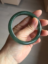 Load image into Gallery viewer, 55.5mm Certified Type A 100% Natural oily dark green(老油青)/gray Jadeite bangle BG229-0411
