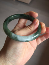 Load image into Gallery viewer, 57.5mm Certified Type A 100% Natural oily dark green(老油青)/gray Jadeite bangle BG228-0397
