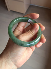 Load image into Gallery viewer, 55.5mm Certified Type A 100% Natural oily dark green(老油青)/gray Jadeite bangle BG227-3215