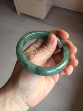 Load image into Gallery viewer, 55.5mm Certified Type A 100% Natural oily dark green(老油青)/gray Jadeite bangle BG227-3215