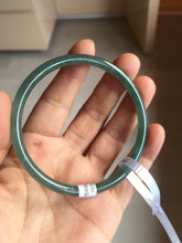 Load image into Gallery viewer, 60.5mm Certified Type A 100% Natural icy watery dark green/blue/gray/black slim round cut Guatemala Jadeite bangle BP12-7035