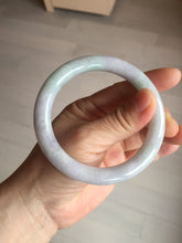 Load image into Gallery viewer, 58.5mm certified type A 100% Natural  light green/purple round cut Jadeite Jade bangle BM83-0021