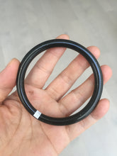 Load image into Gallery viewer, 62mm 100% Natural dark green/black meteorite Stellar Night sky slim round cut nephrite bangle HF111-1265