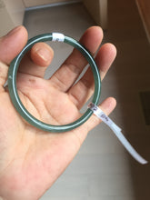 Load image into Gallery viewer, 60.5mm Certified Type A 100% Natural icy watery dark green/blue/gray/black slim round cut Guatemala Jadeite bangle BP12-7035